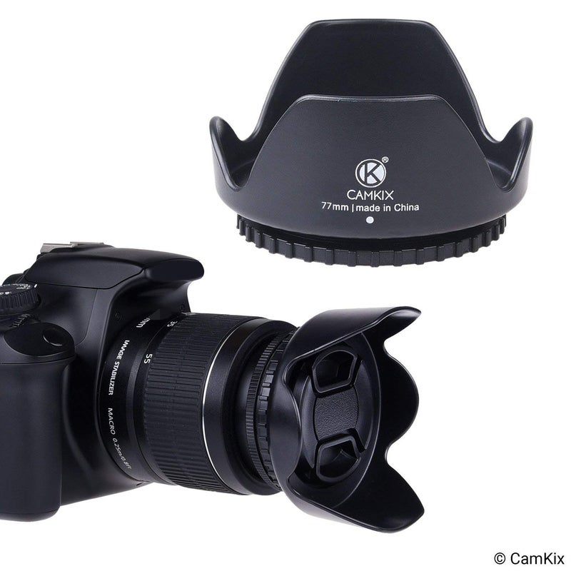 CamKix 77mm Set of 2 Camera Lens Hoods and 1 Lens Cap - Rubber (Collapsible) + Tulip Flower - Sun Shade/Shield - Reduces Lens Flare and Glare - Blocks Excess Sunlight for Enhanced Photography and Video Foo - Image 4